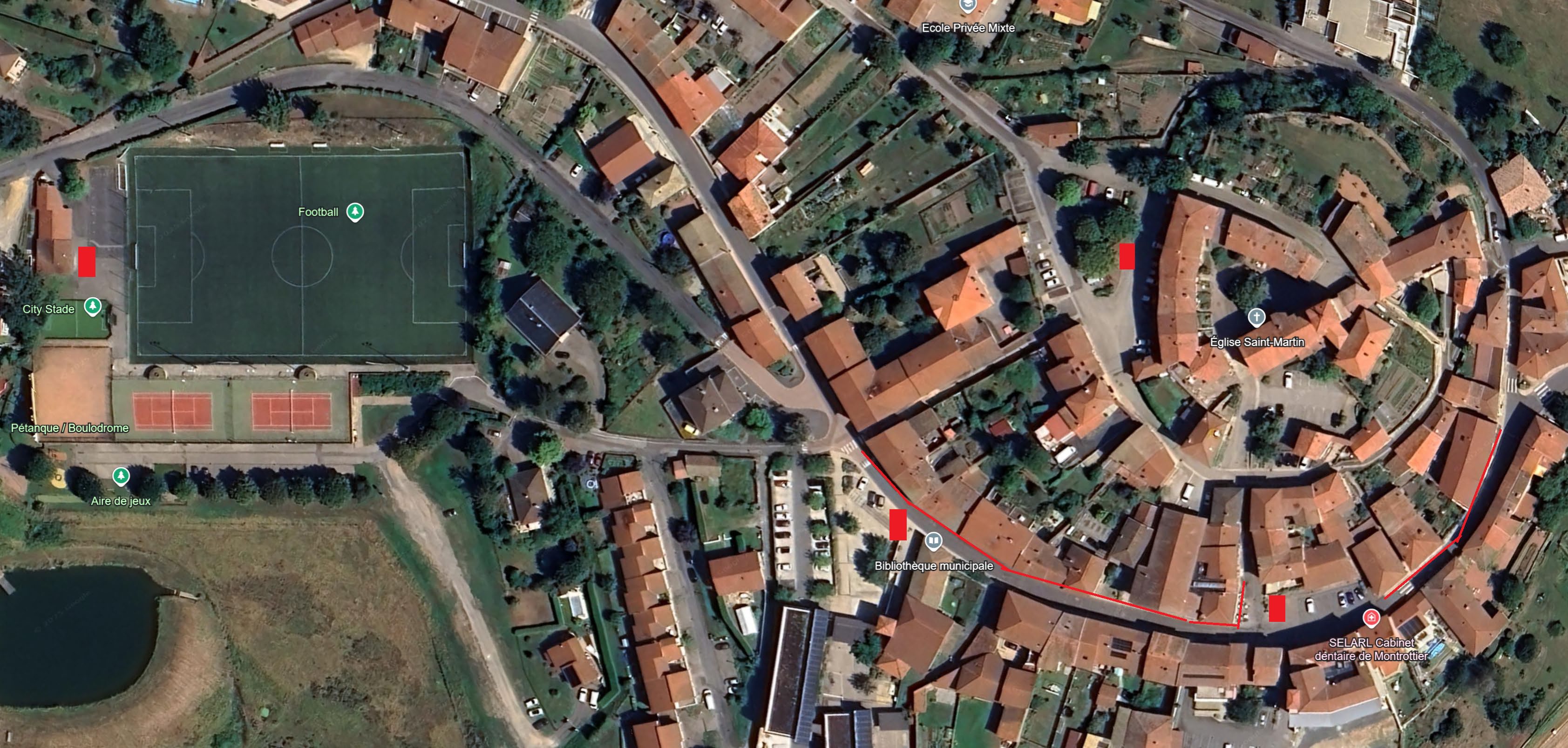 Vue Google Earth détaillée - Sonorisation multipoints Montrottier