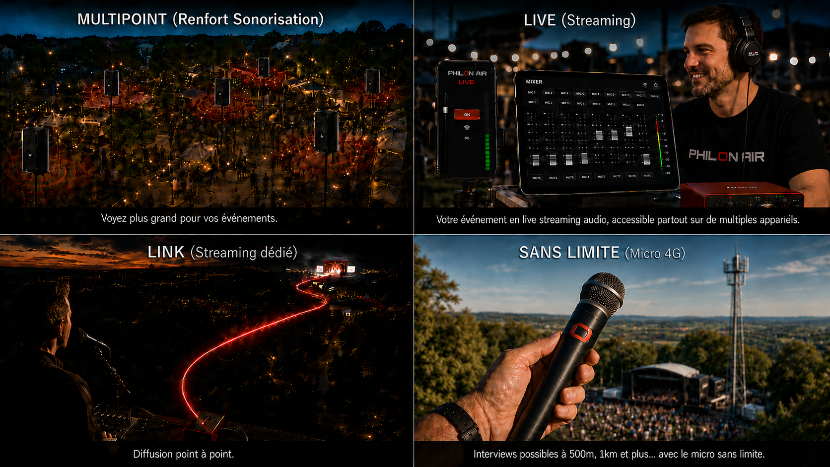 Schéma des solutions audio combinables